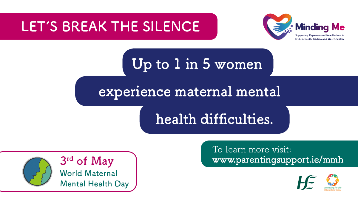 Mental health difficulties  can occur in pregnancy and after your baby is born. Getting help early will give you and your baby the best start. Remember, your needs matter too. Visit parentingsupport.ie/mmh for info #letsbreakthesilence