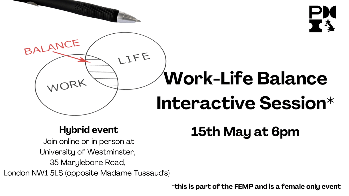 PMI_UK_Chapter's tweet image. As part of the Female Empowerment Program the PMI UK is holding a hybrid interactive session on 15th May at 6pm.

Find out more here pmiuk.info/worklifebalanc…

#pmiuk #femp #hybrid #womeninprojects