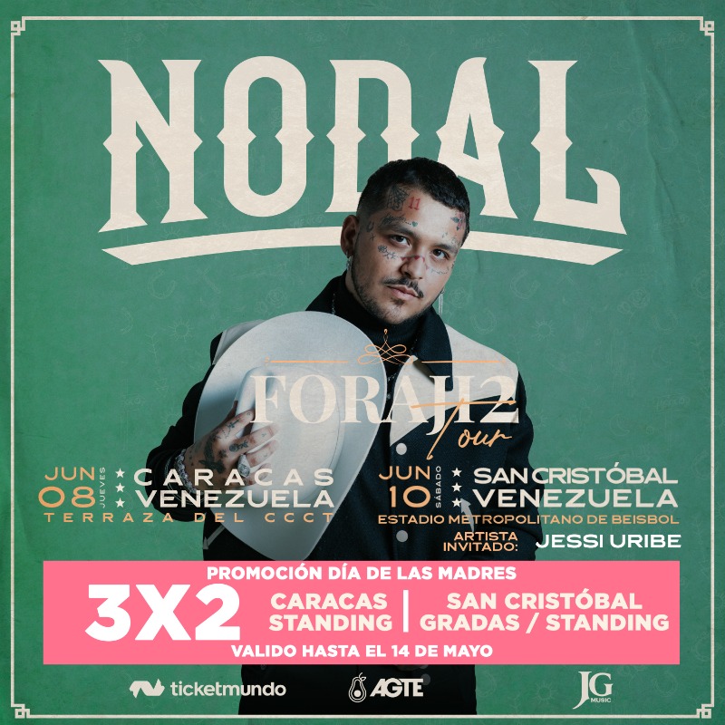 AgteLive's tweet photo. ¿El mejor regalo? Ver a Christian Nodal en concierto.
Solo hasta el 14 de mayo, 3x2 en las entradas de la zona Standing (Caracas) y en Standing / Gradas (San Cristóbal).
Compra tus boletos vía online en Ticketmundo y en las taquillas del CCCT, C.C Baratta y Sambil San Cristóbal.