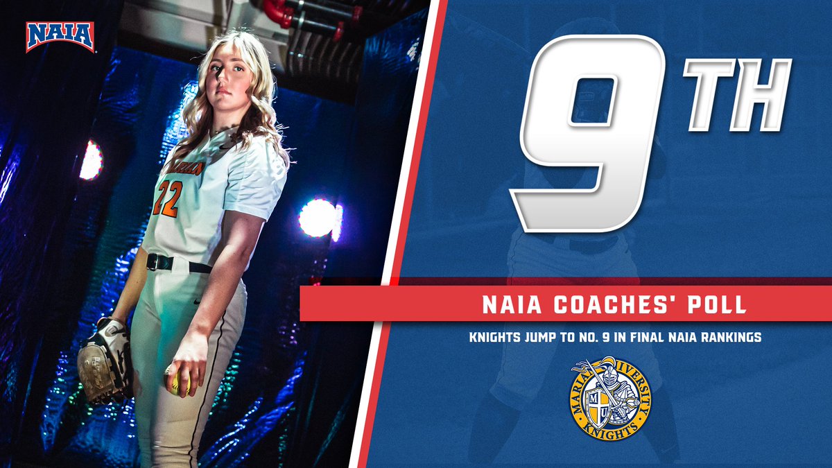 🚨RANKING UPDATE🚨

<a href="/MarianKnightsSB/">Marian Softball</a> climbs one more time in the final <a href="/NAIA/">NAIA</a> rankings, moving to No. 9 entering the postseason!!

🔗: naia.org/sports/sball/2…