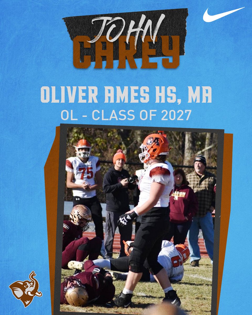 Welcome JOHN CAREY out of Oliver Ames HS, MA to the class of 2027! hudl.com/video/3/131077… 🐘 #jumbopride