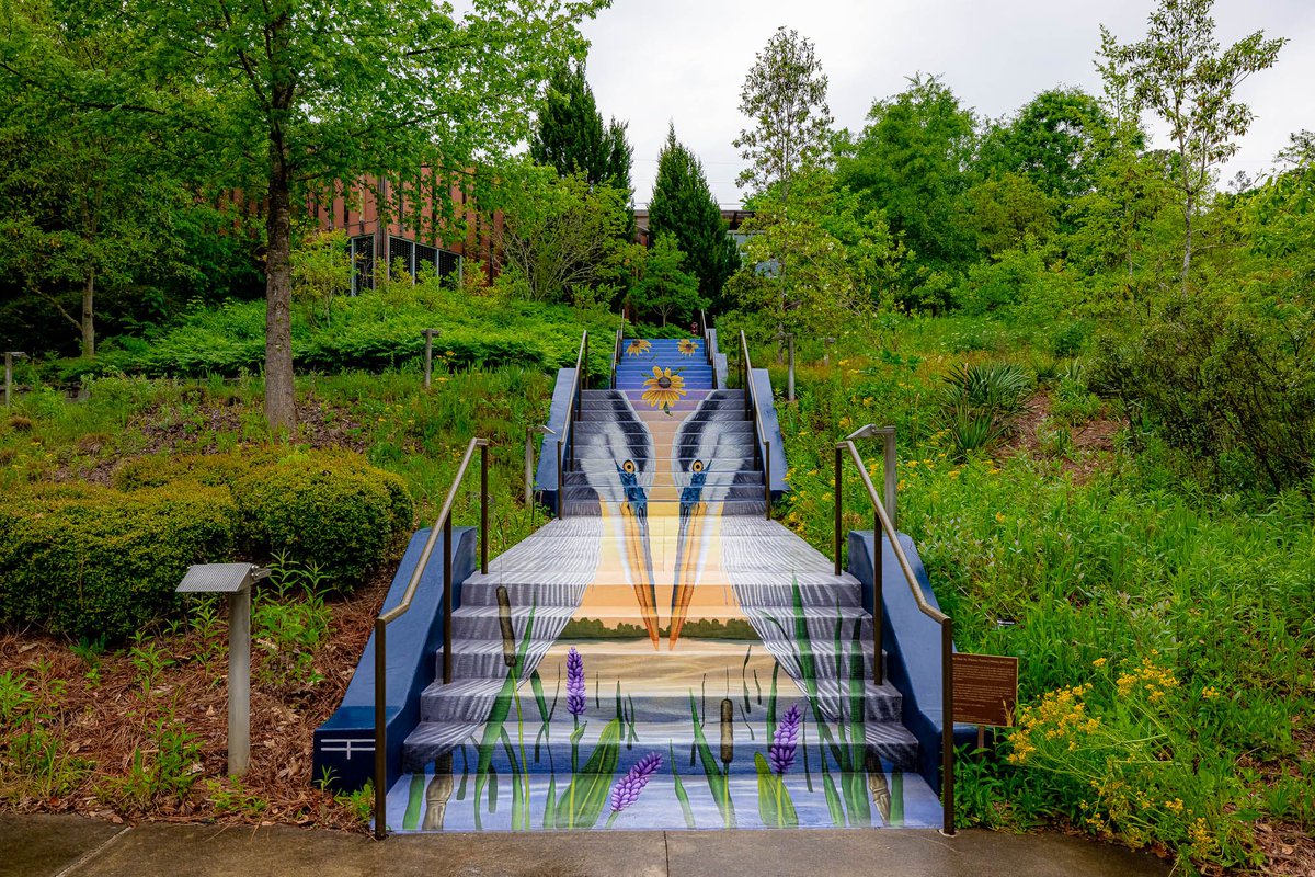 Look at this beautiful staircase mural recently unveiled at <a href="/CNCNature/">Chattahoochee Nature Center</a>! @fulcoinfo helped fund the artwork by muralist Thomas Turner that celebrates the connection between art and nature. Plan your visit to the nature center soon. chattnaturecenter.org.