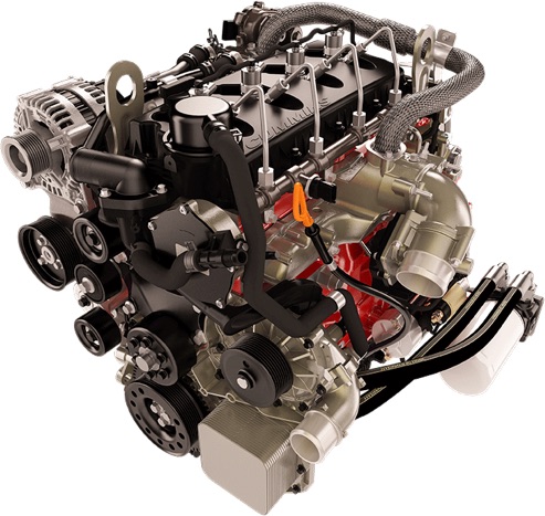 Tremec's tweet image. Let’s go outside the box on crate engines. Instead of gasoline what about a diesel? Cummins R2.8 crate engine makes only 161 hp, but 310 lb-ft of torque. What would you put one in? Which TREMEC 5- or 6-speed transmission would you bolt to it? #crateengine #dieselperformance