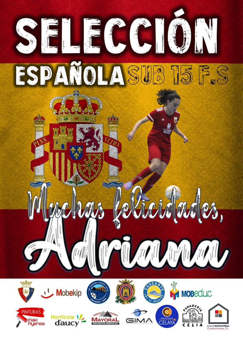 👏 Nuestras jugadora, Adriana Arriazu Mesa, ha sido convocada con la selección sub-15 de fútbol sala para realizar entrenamientos de tecnificación.

📅 14 de mayo, 13:30
🏟️ Ciudad del Fútbol de la Real Federación Española de Fútbol, Las Rozas.
MUCHAS FELICIDADES ADRI 🔴🟡🔴¡¡