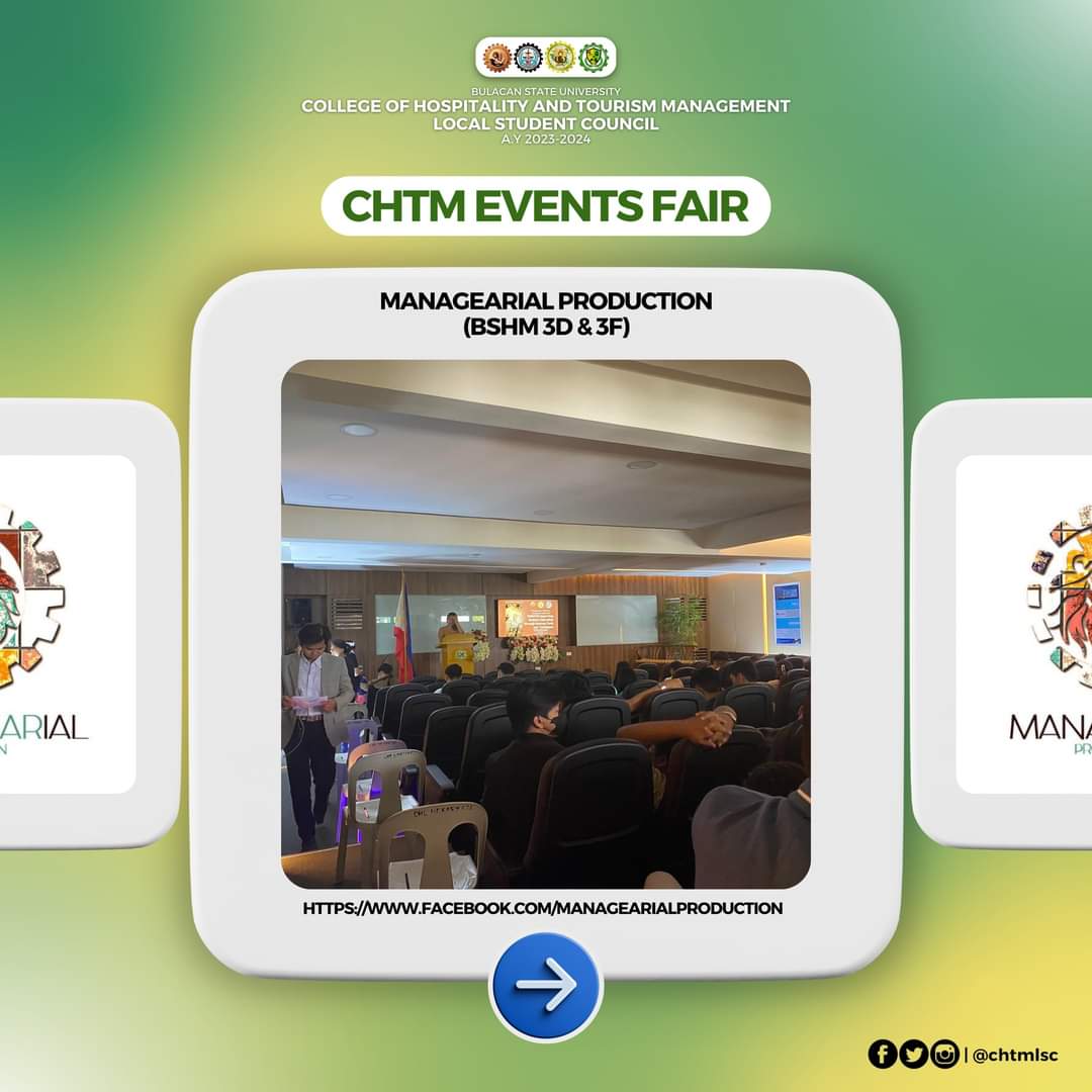 ChtmLsc's tweet photo. 𝗛𝗔𝗣𝗣𝗘𝗡𝗜𝗡𝗚 𝗡𝗢𝗪:

The BSHM 3D &amp; 3F's ManaGEARial Production started their event entitled: ManaGEARial located at the CHTM AVR. The said event is a seminar for future managers and entrepreneurs. 

#CHTMLSC2324
#pROARactiveTigers
#CHTMROARforExcellence https://t.co/86DBAynRzO
