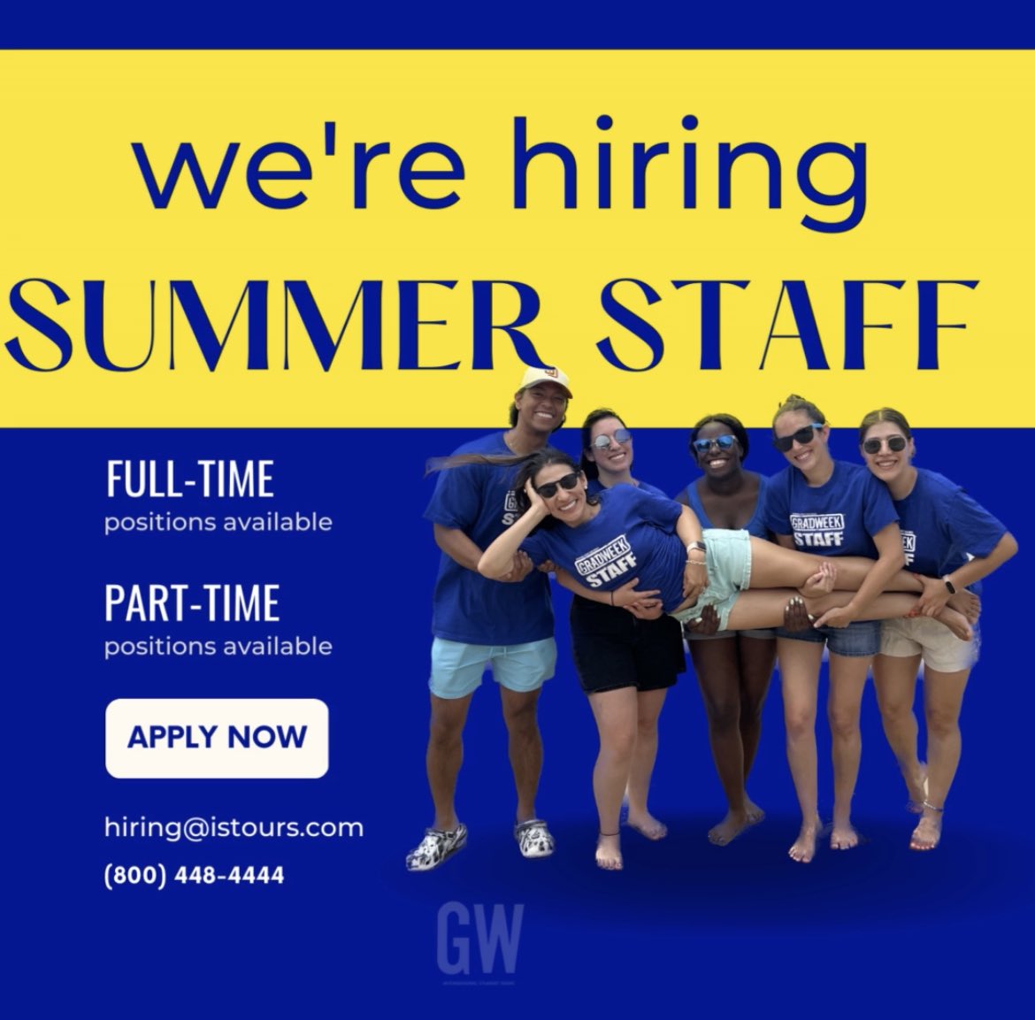 GRADWEEK's tweet photo. Do you want to travel during the Summer but also need a job? We’ve got you covered! 
Email us your resume and a short description of why we should choose you to: hiring@istours.com 
•
#jobsearching #applynow #hiring #travelingjobs #summerjobs https://t.co/h9TvZJ6gSY
