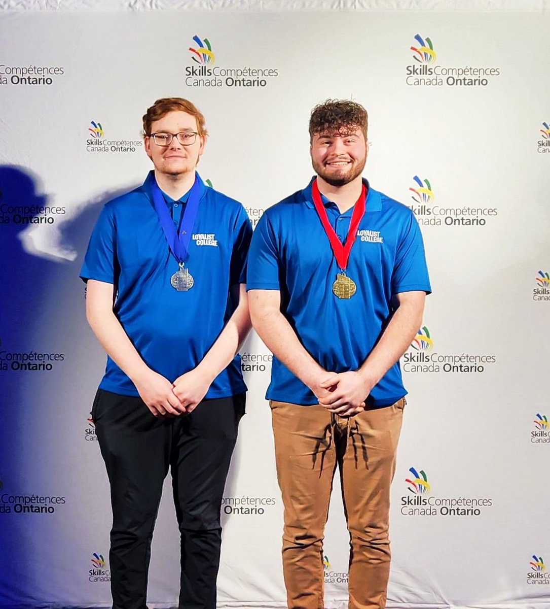Congratulations to Loyalist College Mechatronics students Yale Botly and Dylan Ferguson on winning gold and silver medals in Mechanical CAD at the Skills Ontario Competition &amp; Career Exploration Showcase! #SmallGivesUsThePowerToDoBigThings 🥇🥈#SOC2023 #OCO2023