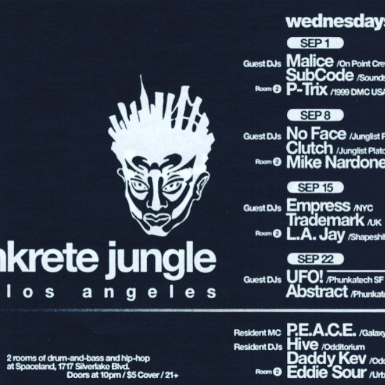 This flyer was 1999 I think. @konkretejungle LA. Shout out @DjEmpressNyc @darkartmasters. I get to rock with @ItsUFO again tonight (almost 24 years later) at @scenario808