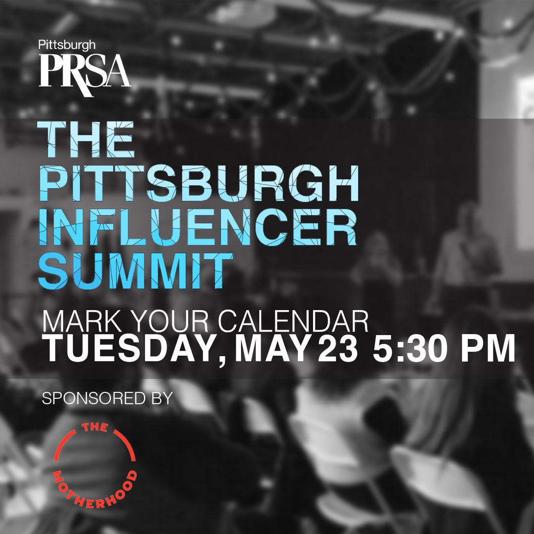 PRSA Pittsburgh (@prsapgh) on Twitter photo Get your cameras ready for our Pittsburgh Influencer Summit with <a href="/theMotherhood/">The Motherhood</a>! 📷🌟
Join us on May 23rd at Alloy 26 at 5:00 PM for networking, panel discussions, and Q&As with Pittsburgh's top influencers.
To learn more or secure your tickets, visit buff.ly/3B95eSh Get your cameras ready for our Pittsburgh Influencer Summit with <a href="/theMotherhood/">The Motherhood</a>! 📷🌟
Join us on May 23rd at Alloy 26 at 5:00 PM for networking, panel discussions, and Q&As with Pittsburgh's top influencers.
To learn more or secure your tickets, visit buff.ly/3B95eSh