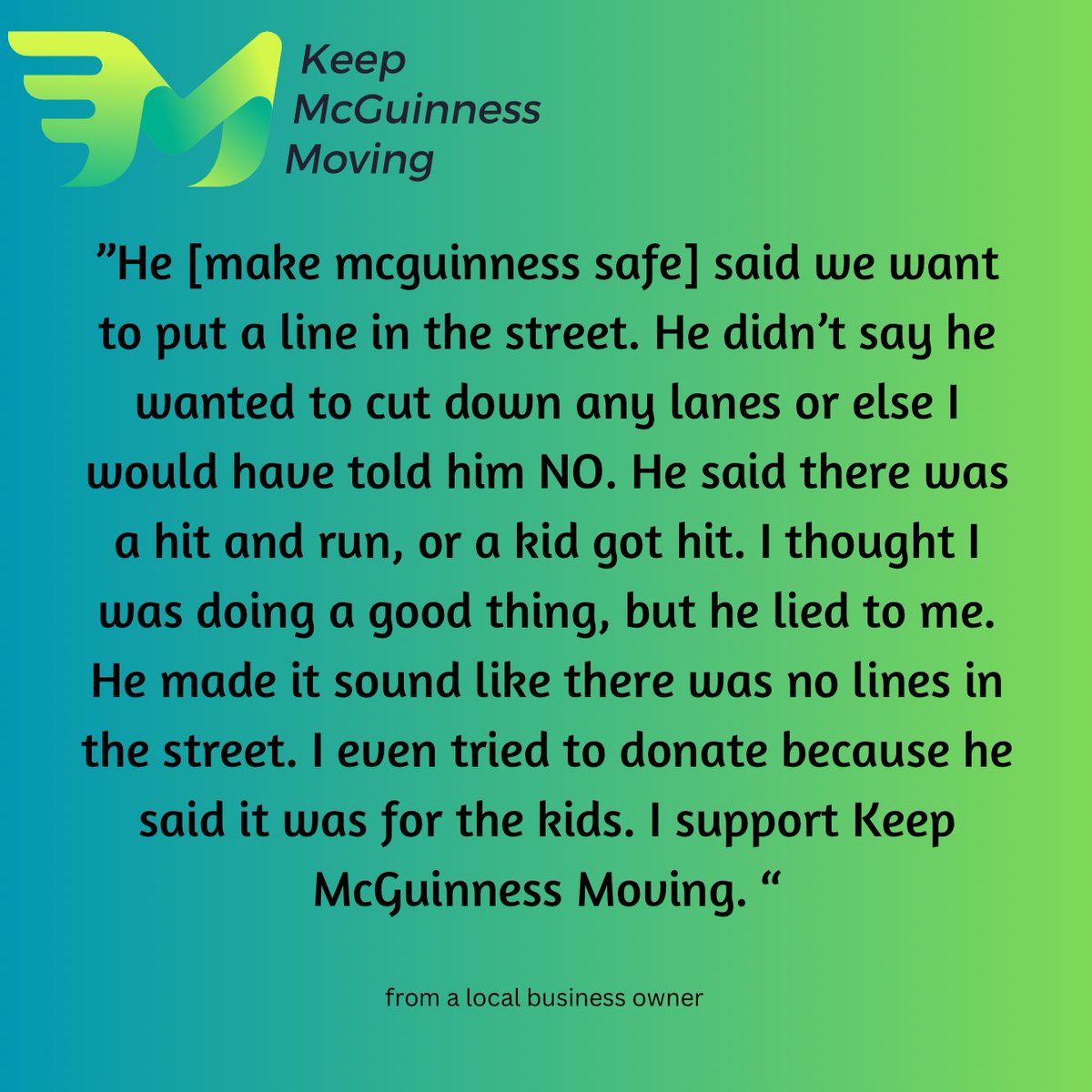 Why are local businesses being lied to by Make McGuinness Safe, a TransAlt backed lobbyist group? Their businesses will be negatively impacted by this redesign. 

#keepmcguinnessmoving #mcguinnessblvd #mcguinnessboulevard #greenpoint #northbrooklyn