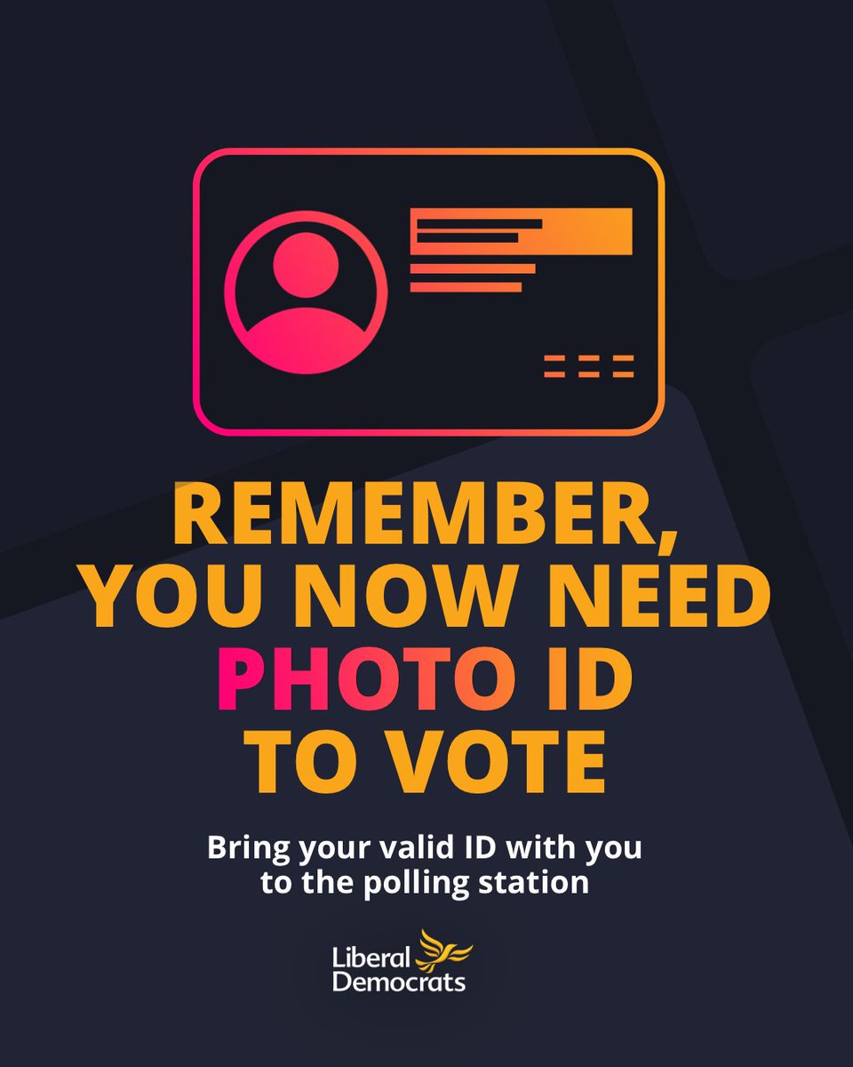 Don't let the Conservatives' botched voter ID rollout undermine our democracy. ❌

Remember to take valid photo ID with you tomorrow when you vote. 🪪