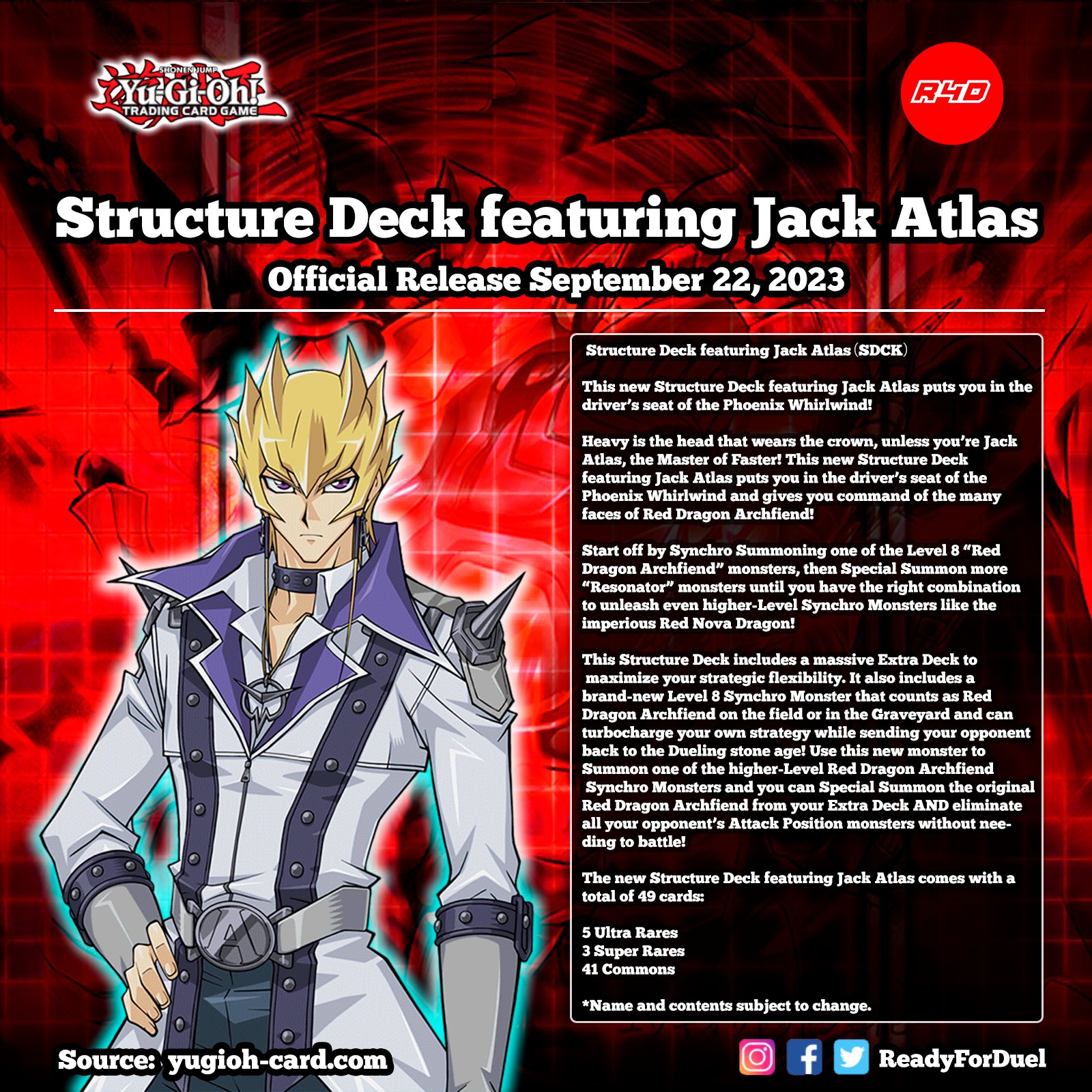 YU-GI-OH! 5D's - Jack Atlas' Complete Red Dragon Archfiend & Resonator  Synchro Deck