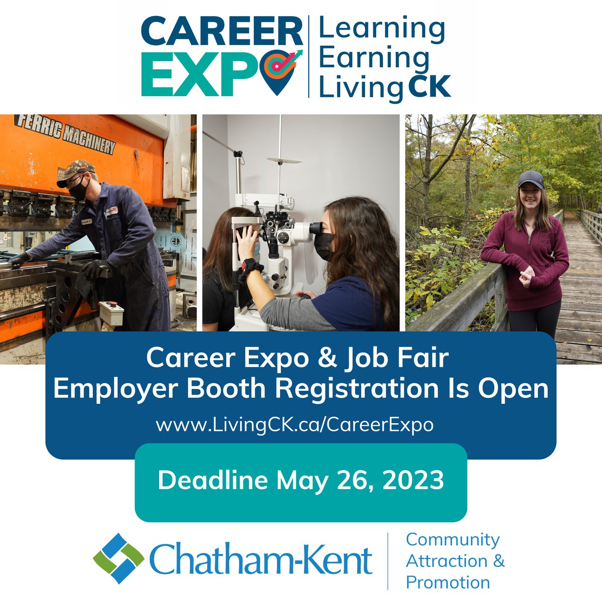 The Learning, Earning and LivingCK Career Expo and Job Fair will be hosted on October 18 & 19. This two day event will showcase employment opportunities and career pathways for in-demand jobs in #ckont.

To learn more and to register for a booth, visit LivingCK.ca/careerexpo.