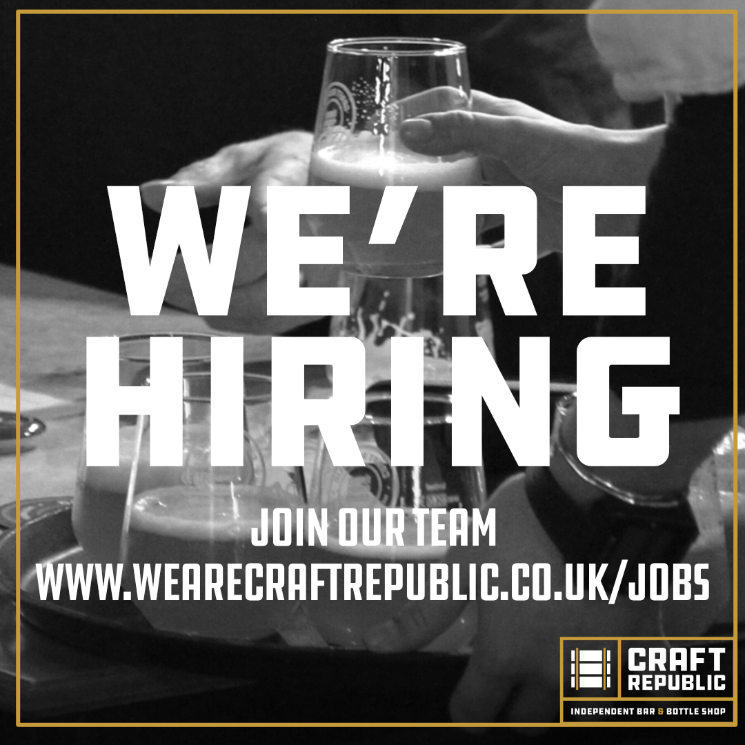 We're growing our brilliant team. As well as all the good stuff like being a Real Living Wage employer we're also a lovely bunch, plus you get to work with Dave - who doesnt want that?!

Find out about our Bartender &amp; Supervisor roles wearecraftrepublic.co.uk/jobs &amp; pls share 

#Barry