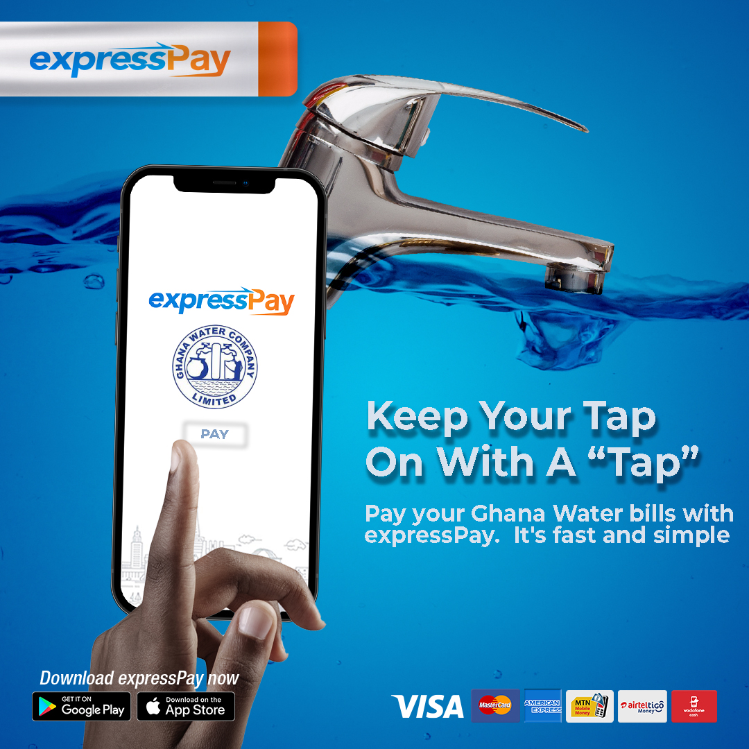 expresspaygh's tweet photo. expressPay places @GWCL_Gh at your convenience.
Pay your monthly water bills on #expressPay and keep your taps on.
Visit https://t.co/MCjyv2HvUe to pay now. https://t.co/enBnlt0qsU