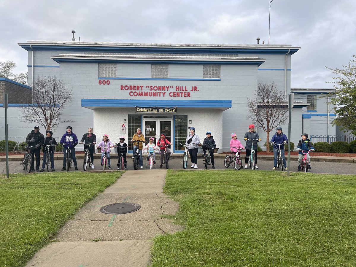 #NationalBikeToSchoolDay the students of @RosaPTweets biked from their school to the Community Center this morning. We were so excited to greet them!

#MiddieRising