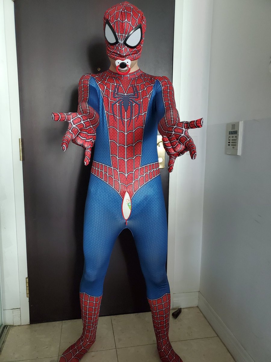 DiaperedPlanner's tweet photo. Daddy dressed me up as spiderman but won't let me shoot any webs 😭🧷🔒🥵 https://t.co/331HuOst56