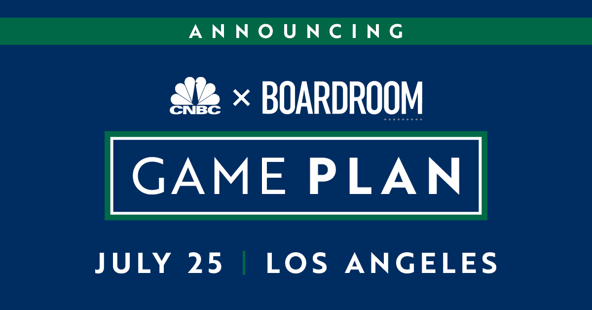 cnbcevents's tweet photo. July 25 👉 CNBC and @boardroom team up to host Game Plan, a high-powered event bringing in the most influential leaders across the sports landscape to talk on the intersection of sports and business. 
Learn more: https://t.co/ErDFIwv3Xa #GamePlan23 https://t.co/3kcnSos8CK