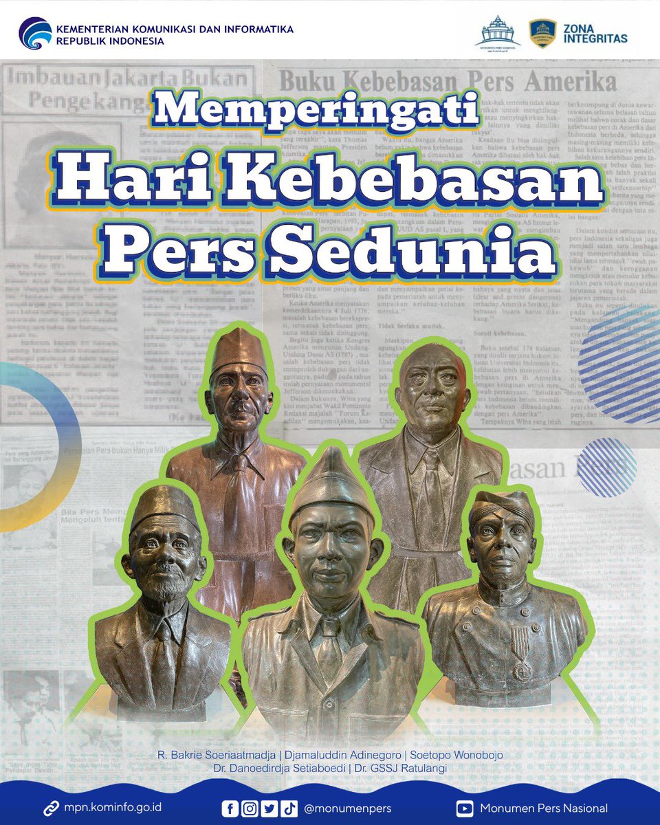 monumenpers's tweet photo. Selamat memperingati hari kebebasan pers sedunia! Mari ciptakan dunia di mana pendapat dan suara kita dapat didengar semua orang.
#WorldPressFreedomDay #HariKebebasanPers #KebebasanPersSedunia #MonumenPersNasional #MonumenPers #Monpers #SobatMonpers #VisitSurakarta https://t.co/iCUmVUXoqd