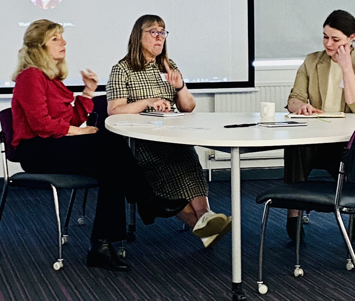 katy_wm's tweet image. Our @EngLitUoW colleagues @sharonlyoung @was925 @spectres_of begin the plenary panel discussion for @HumanitiesUw #HumanNature2023 conference #EthicalQuestions #Subjectivities #Bodies #BreakingBorders #LiminalSpaces #Identities