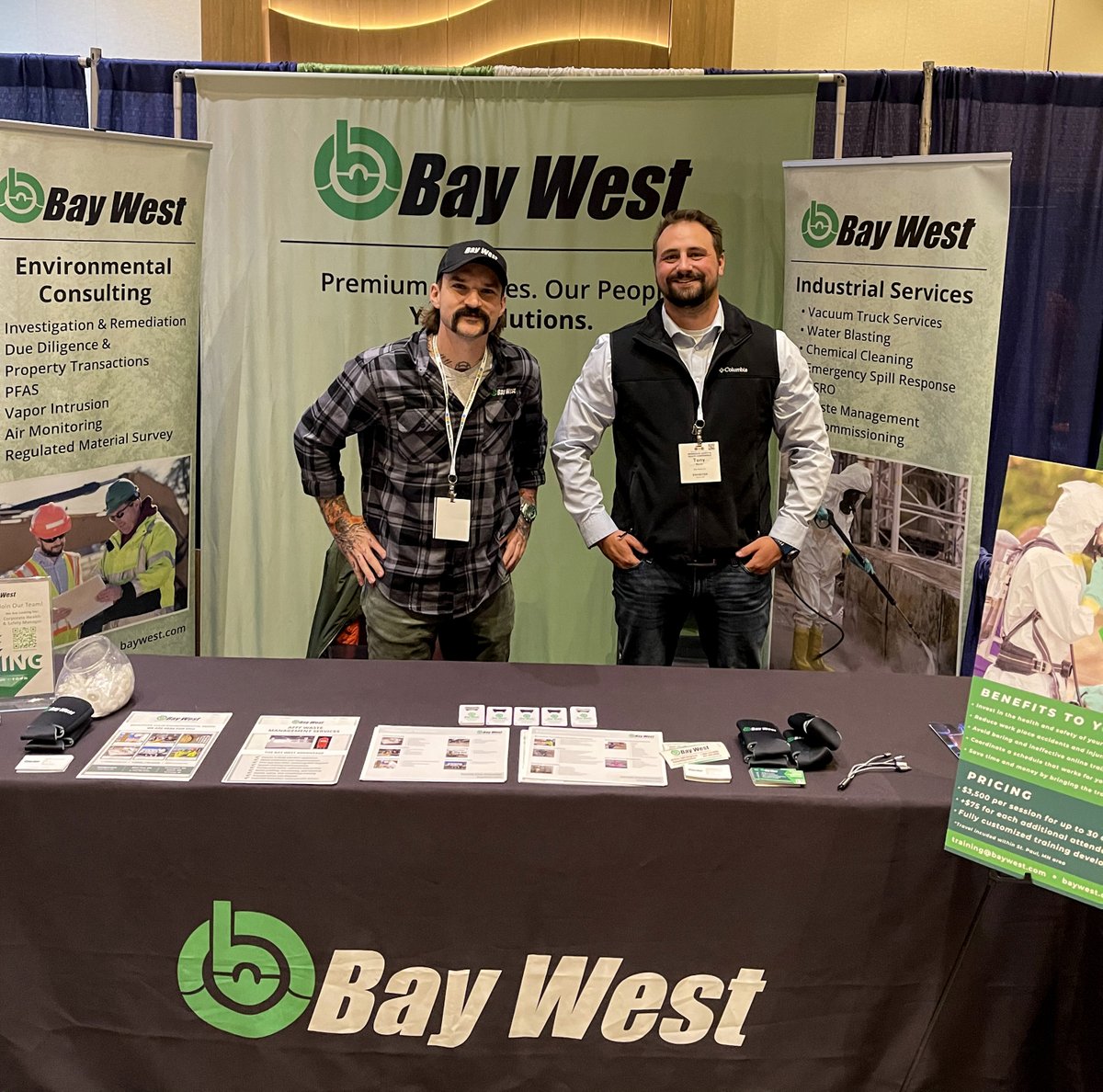 bay_west_env's tweet photo. Stop by and visit Tony and Jake from Bay West at the MN Safety &amp; Health Conference. Ask us about our HAZWOPER Refresher Training and open position for Corporate Health &amp; Safety Manager. We look forward to seeing you!

@MNSafetyCouncil #safety #safetytraining #hiring #jobs https://t.co/q2fXuBQCVJ