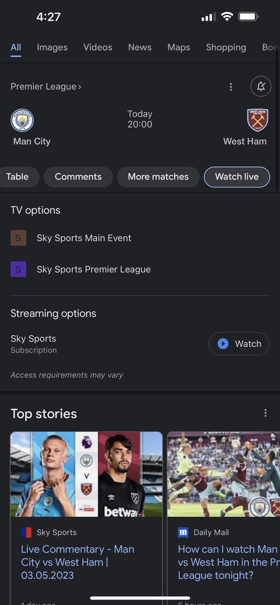 maziibe_'s tweet photo. I’ve gone to the pub three times to watch matches, only to get there and find out no TV station in the UK has a licence to show those matches.
Now I use the #OnGoogleSearch feature not only to check fixtures and stats but also to check which TV station will be showing these matches.