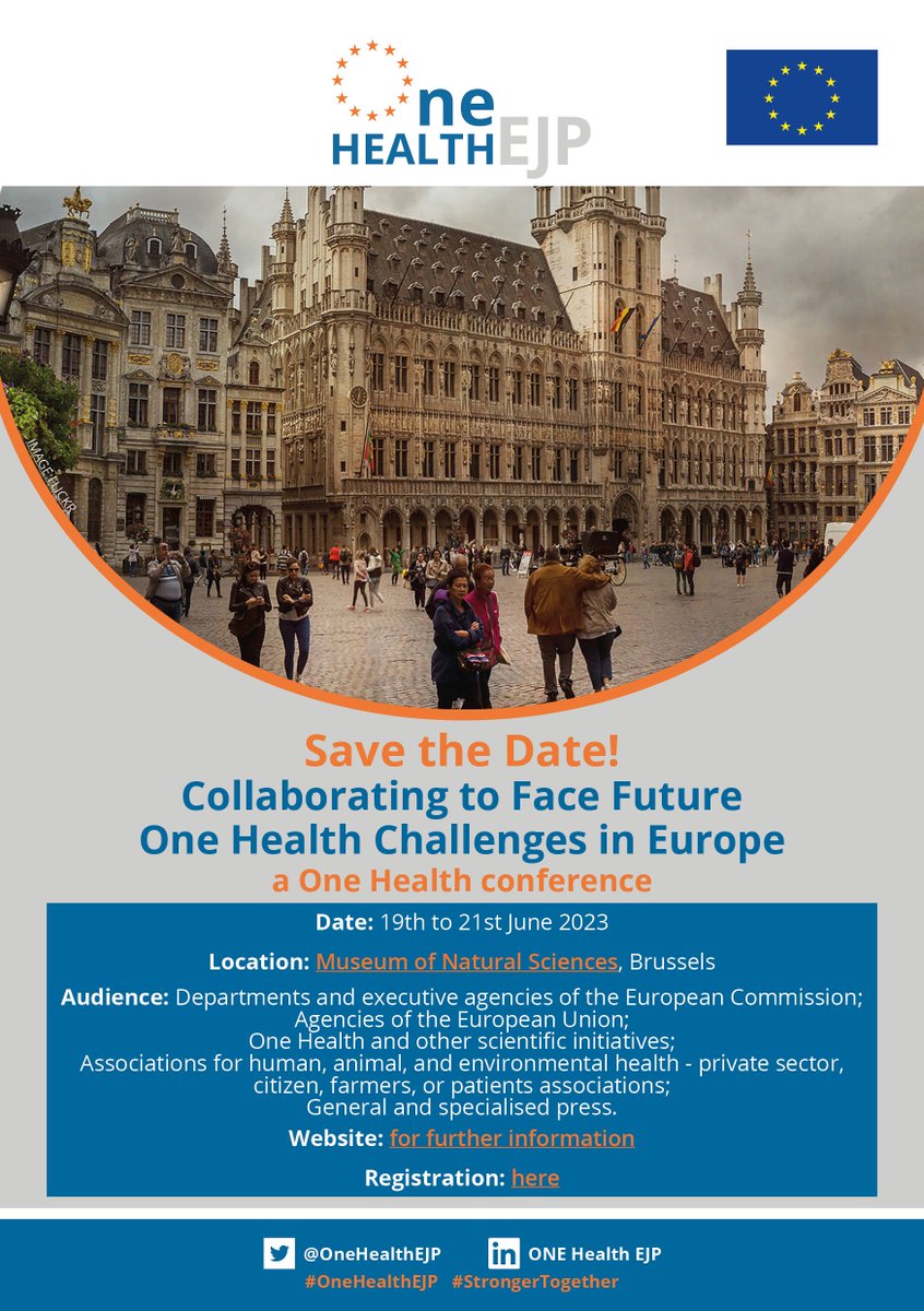 📢📢SAVE THE DATE
Del 19 al 21 de junio se celebra la One Health EJP Conference 2023: Collaborating to face future One Health challenges in Europe @OneHealthEJP 
 
Toda la info 👉onehealthejp.eu/outcomes/scien… 

#OneHealth