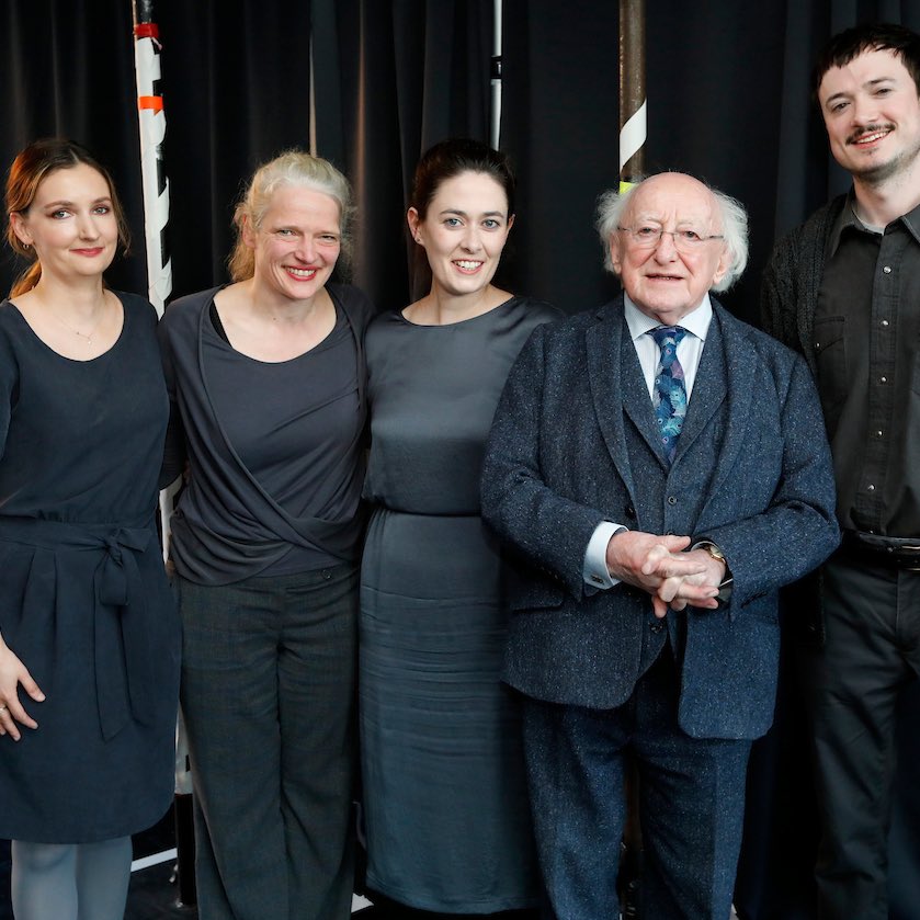 Following #AnOldSongHalfForgotten’s performance on Friday, @PresidentIRL Michael D. Higgins came backstage to meet all the company of Deirdre Kinahan’s play ✨ Big thanks to Michael D for joining us to see this special @SOFFTProd co-production 💫 📸 Mark Stedman