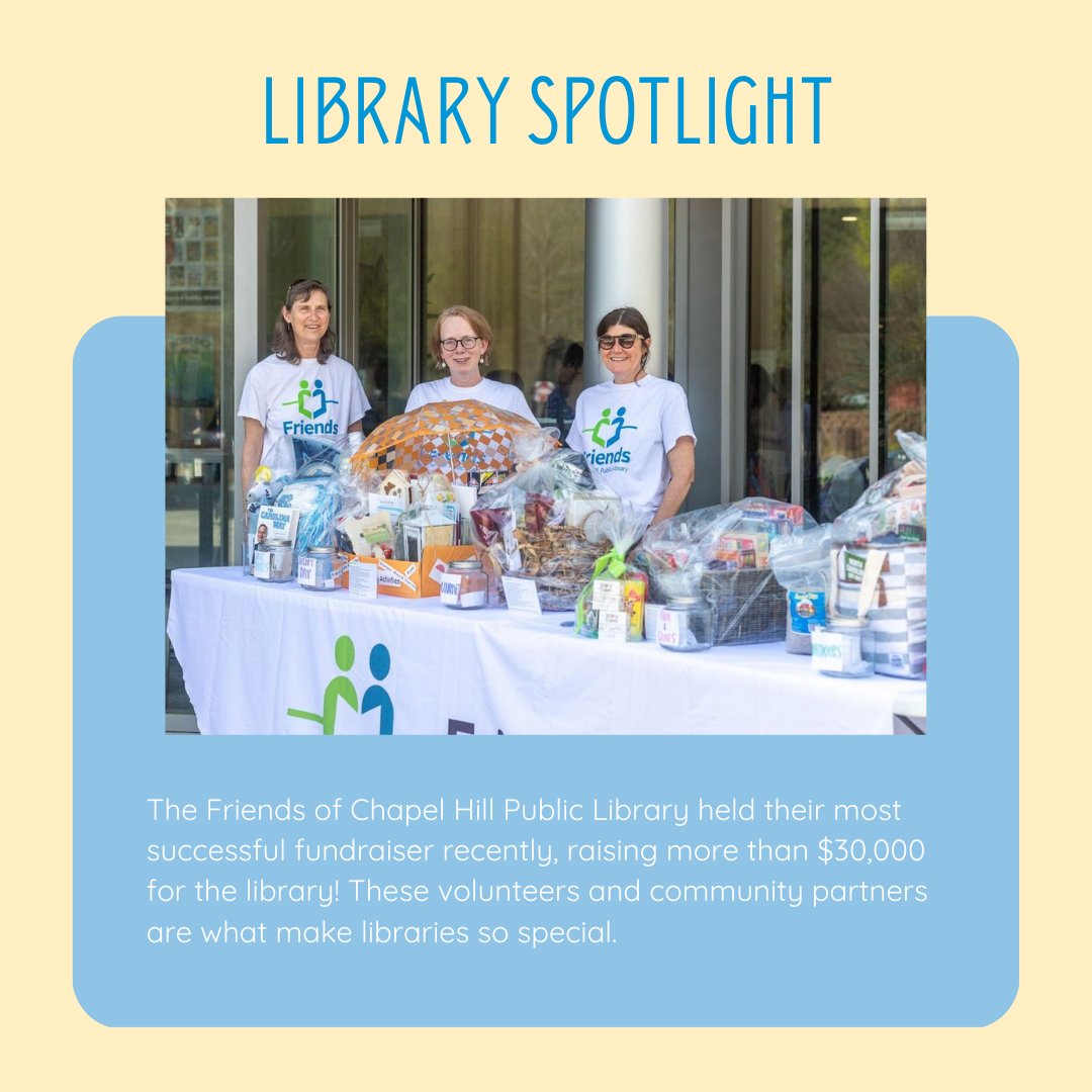 TheLibraryLife_'s tweet image. #LibrarySpotlight: The Friends of Chapel Hill Public Library held their most successful fundraiser recently, raising more than $30,000 for the library!