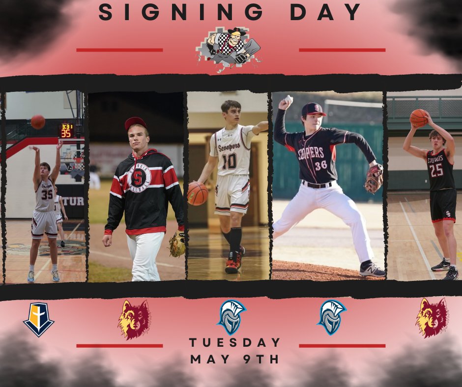 MeadeSchDist461's tweet photo. Five SBHS athletes will be signing their lives away on Tues, May 9 at 3:30 PM at the SBHS! All are welcome to attend!
Dysen Peterson-Mount Marty; Kain Peters-Northern State Univ; Gavin Ligtenberg-Dakota State Univ; Owen Cass–Dakota State Univ; Jake Vliem-Northern State Univ https://t.co/1A2UfhoU11