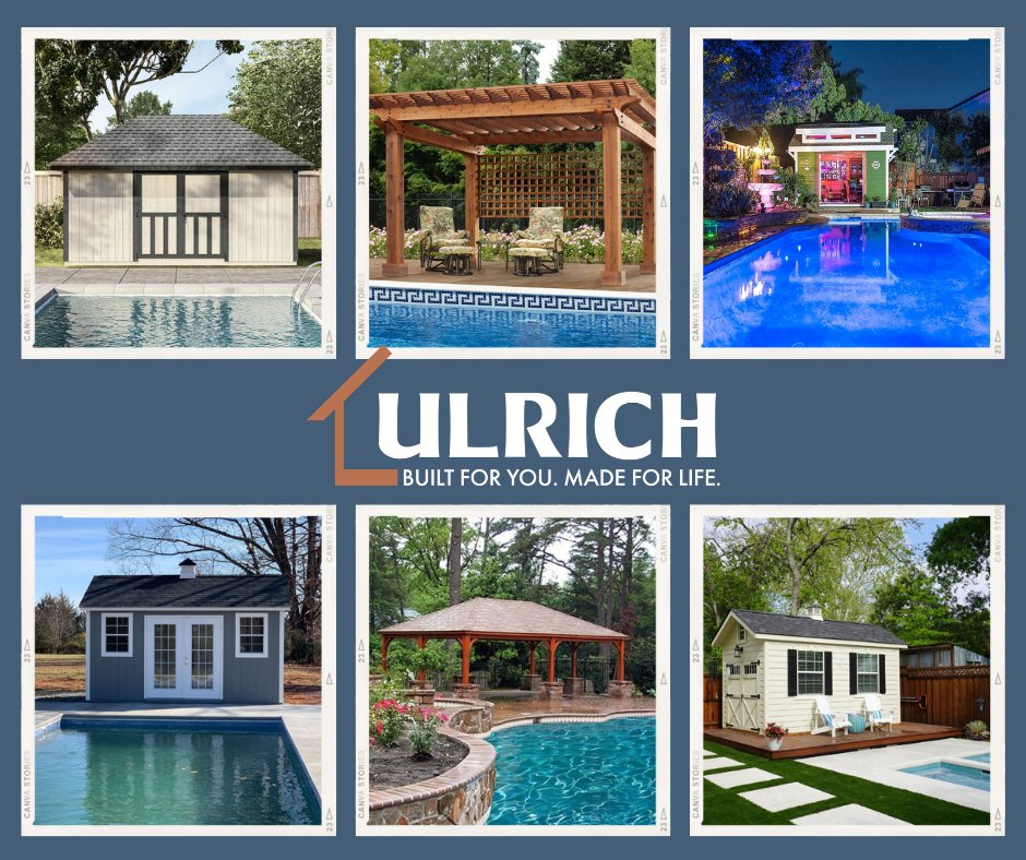 UlrichHburg's tweet photo. Soak up the sun and let the good vibes flow ☀️ Pool days are quickly approaching! Design your dream pool house today!  #UlrichLifestyle #UlrichHarrisonburg  #ShenandoahValley #ValleyMade #UlrichSheds #UlrichStructures #Custom #Design https://t.co/pBvyb9nXl5
