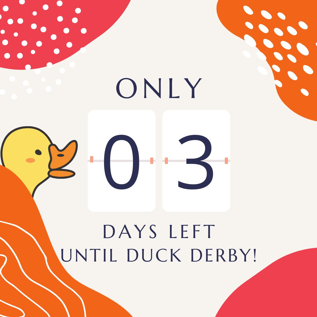 Only 3 Days Left before our annual Duck Derby! Can you believe it's almost here? If you haven't already, make sure to snag some lucky ducks🦆🦆 at the link below:
epworth.org/duckderby/

#duckderby
#countdown
#nonprofit