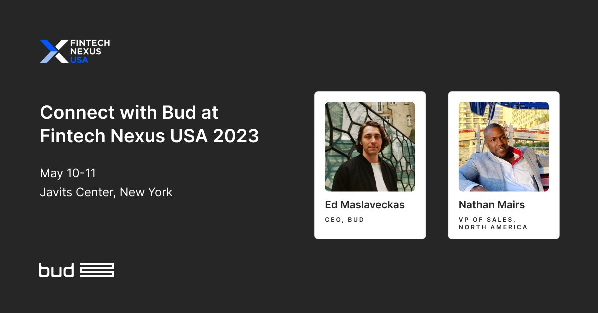 this_is_bud's tweet image. 👋#FintechNexusUSA2023 in #NYC, here we come! We can&apos;t wait to network with #fintech and #banking leaders at this event of 5,000 strong hosted by @FintechNexus. 

Meet us at startup kiosk #2 near the Innovation Zone. Schedule a meeting: hubs.la/Q01NxH690