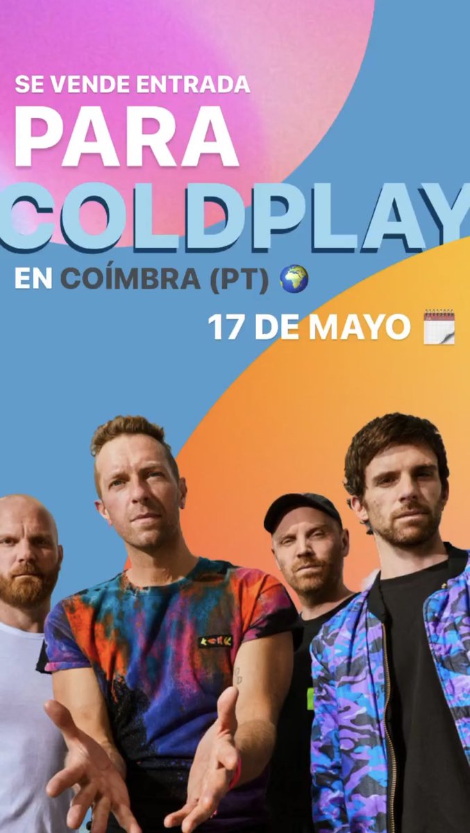 artabroi's tweet photo. ATENCIÓN ⚠️

➡️ Se vende entrada para Coldplay en Coímbra 🇵🇹

– Se agradece RT https://t.co/N0VtU0yBlQ