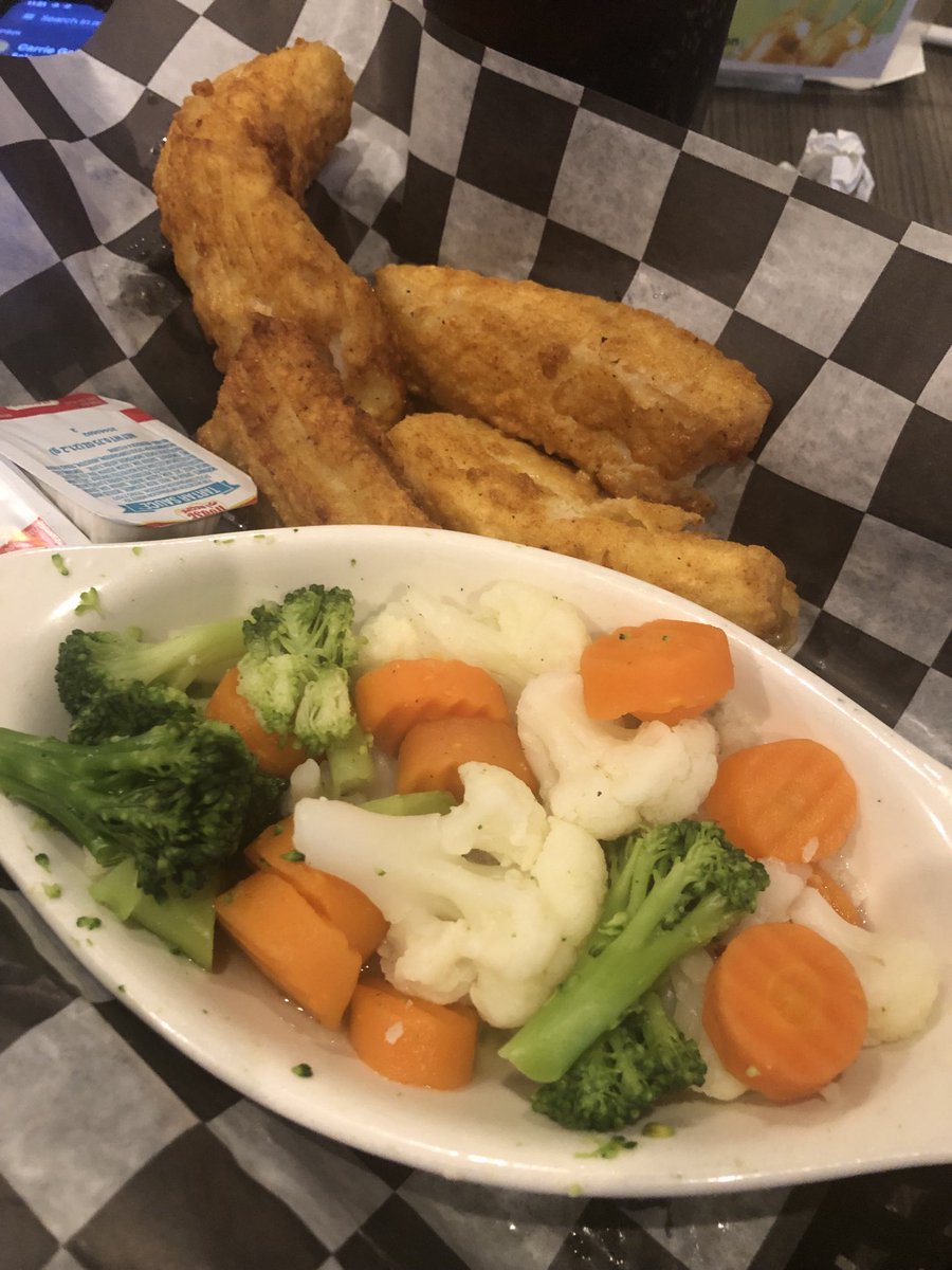 Lunch at Gus’s Cafe…Fried Cod and Veggies.