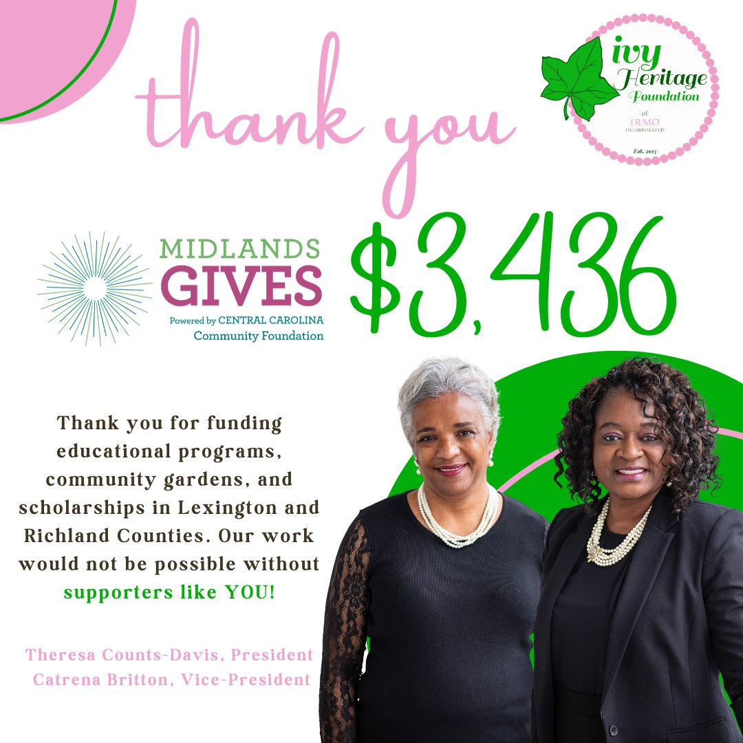 You're incredible! Because of YOU, @IHFofIrmo will continue to promote advanced education, focus on improved quality of life, advocate for entrepreneurship and self-sufficiency, and support diverse cultural experiences. #GivetoIHF @CCCFtweets #MidlandsGives