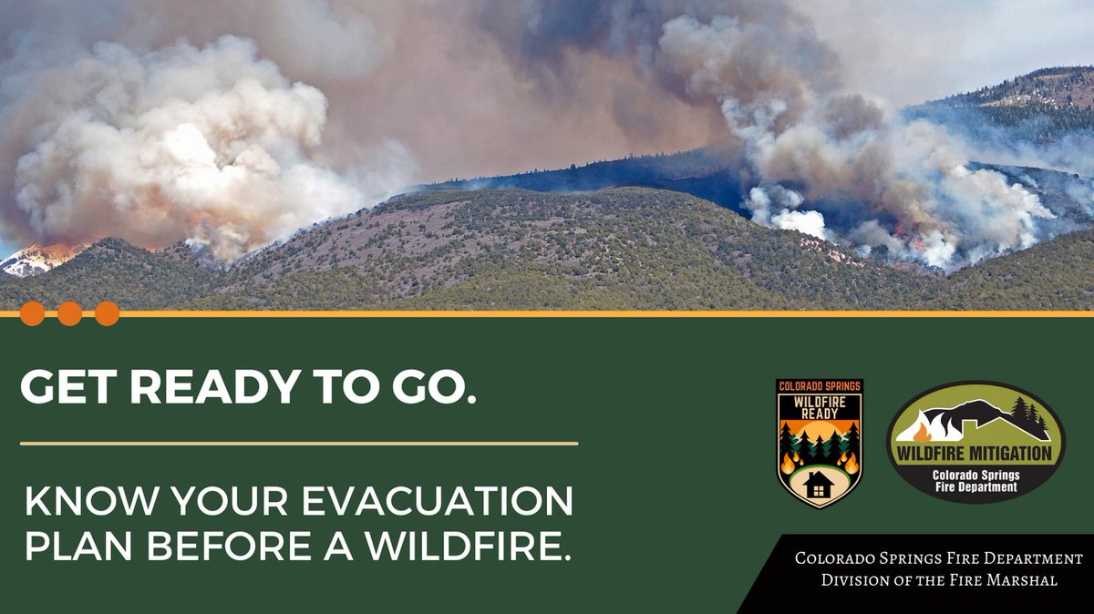 CSFDPIO's tweet image. WILDFIRE WEDNESDAY 🔥 
What&apos;s your evacuation plan if you have to leave your home? Here are some things to think about: 
-How will you leave? 
-Where will you go? 
-What route will you take? 
#WildfireWednesday #WildfireMitigation #ColoradoSpringsFire #COSWildfireready #COSReady