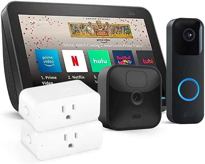 Smart Home Bundle - Echo Show 8 + Blink Video Doorbell + Blink Outdoor 1-Cam System + 2 Smart Plugs

amzn.to/3LrYJ1n

#SmartHomeBundle #EchoShow8 #BlinkVideoDoorbell #BlinkOutdoor1CamSystem #SmartPlugs #AlexaVoiceControl #HomeSecurity #WeatherResistant #WireFree