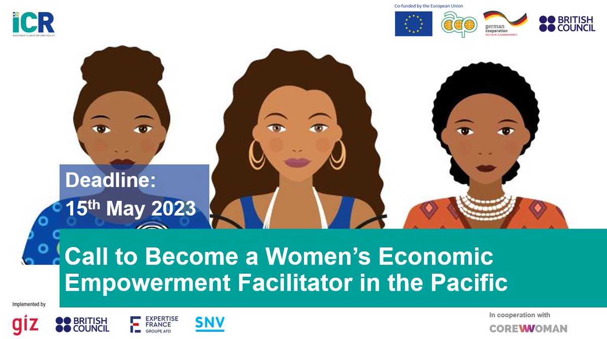 Become a Women's Economic Empowerment Facilitator! The ICR Facility has opened a call to select experts on Business Environment Reform (#BER) from Pacific countries. Interested in becoming part of a growing community of WEE champions? Apply now 👉🏽lnkd.in/gRUv3XUd