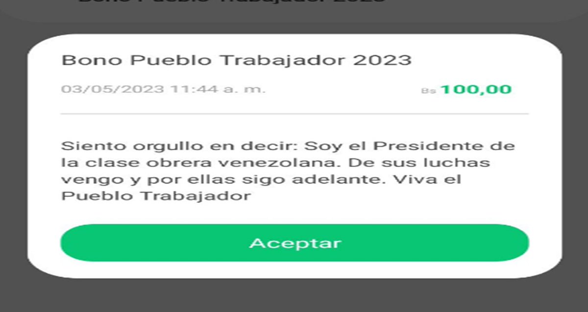 BonosSocial's tweet photo. 🚨 #ÚLTIMAHORA: Inicia la entrega del #BonoPuebloTrabajador2023 a través del Sistema @CarnetDLaPatria enviado por nuestro Pdte. @NicolasMaduro.

✅ Monto en Bs. 100,00

@BonosSocial 
#MaduroEsPueblo https://t.co/GDzKLu8f7O