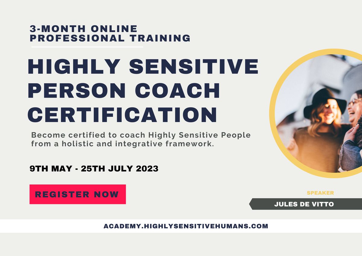 This is a last call for anyone who wants to join us on 9th May for our 3-month online coaching training for Coaching Highly Sensitive People: academy.highlysensitivehumans.com/courses/3-mont…

#hspcoach #hspcoachtraining