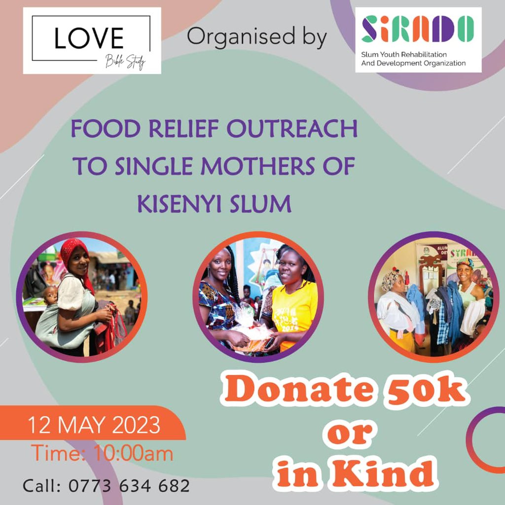 It’s May and it is our month of food relief campaign to the vulnerable single mothers on the slums and this time we shall be in Kisenyi 
Join us by donating anything you can
#FeedKisenyi  #SingleMothers