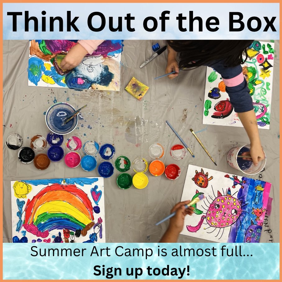 Come to #artcamp this #summer and get inspired alongside other artists! Session 2 is full, but spots remain in Session 1 of this summer's fun-filled art camp, Think Out of the Box!  Sign your #creativekid up at our website today! ArtInYou.com/summercamp