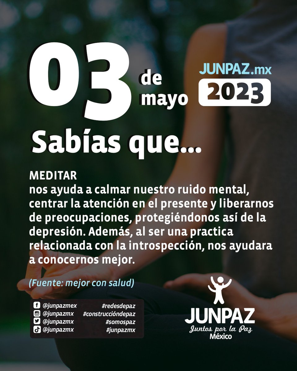 junpazmx's tweet photo. 🌱En este mundo tan acelerado, es importante hacer una pausa para conectarnos con nosotros mismos. La meditación puede ayudarte a encontrar paz y equilibrio interior, incluso en los momentos más caóticos.
.
.
.
.
.
#sabíasque #junpazmx #redesdepaz #somospaz #meditar #paz https://t.co/a1aXfoYbKz