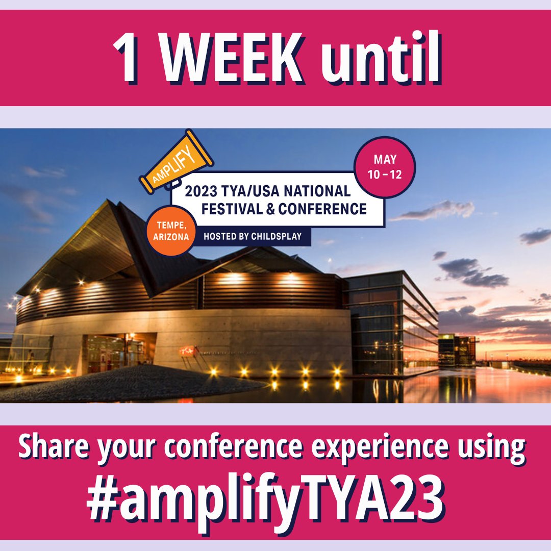 The 2023 TYA/USA National Festival &amp; Conference is just ONE WEEK AWAY! We invite you to engage with us on social media throughout the event by tagging and following #amplifyTYA23 on Instagram, Twitter, and Facebook!