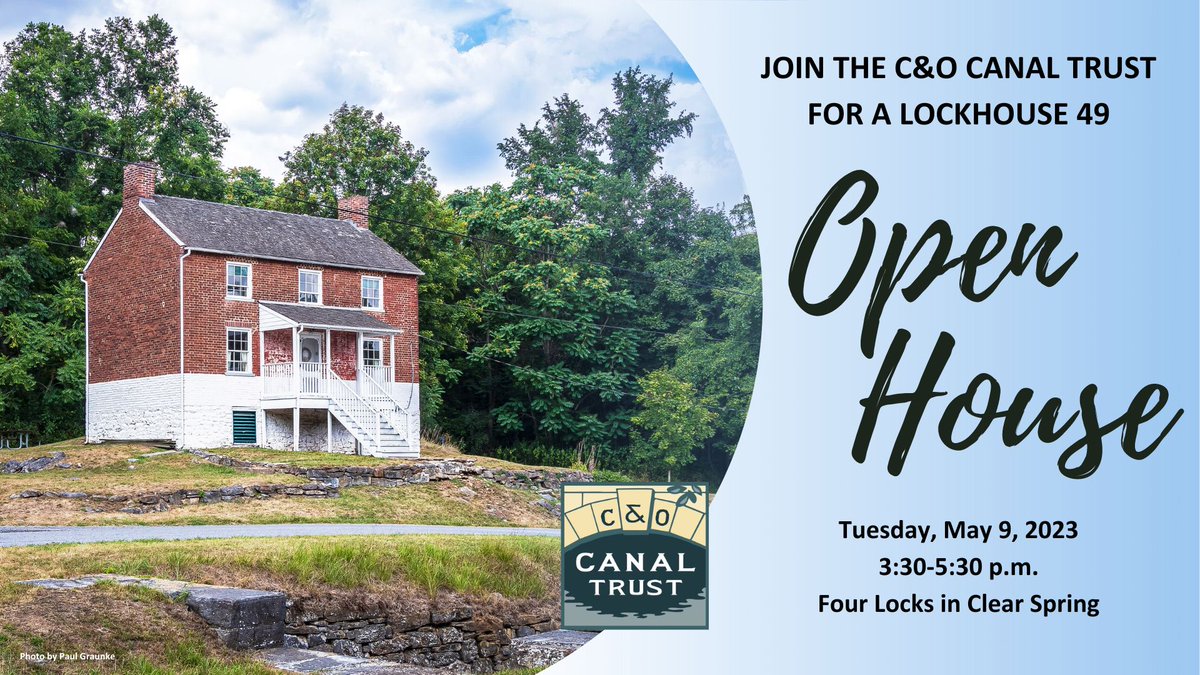 CanalTrust's tweet image. Join us for an Open House at Lockhouse 49 on May 9 to celebrate Washington County Gives and National Travel and Tourism Week! Learn about the C&amp;amp;O Canal Trust while connecting with others in the canal community. ow.ly/4jsJ50O6Vsc #candocanal #visithagerstown