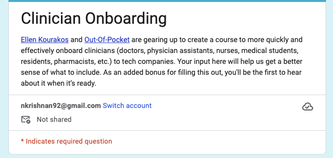 nikillinit's tweet photo. new course coming! 

it's to help clinicians make the transition into a tech company, including teaching the tools, processes, lingo, scope of other teams/roles, and way more

fill out this form to access the discounted alpha when it drops

https://t.co/JbI4e5ZrTs https://t.co/OXtXWWv5BC