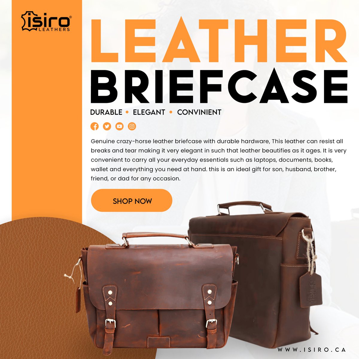 IsiroCanada's tweet photo. Nothing like a leather bag to make you feel classy and stylish. 😍 
#leatherduffelbag #mensleatherbag #leatherbackpack #ladiesbackpacks #stylishwallet #travelwallet #womanswallet #walletmen https://t.co/dMiefV2Pfh