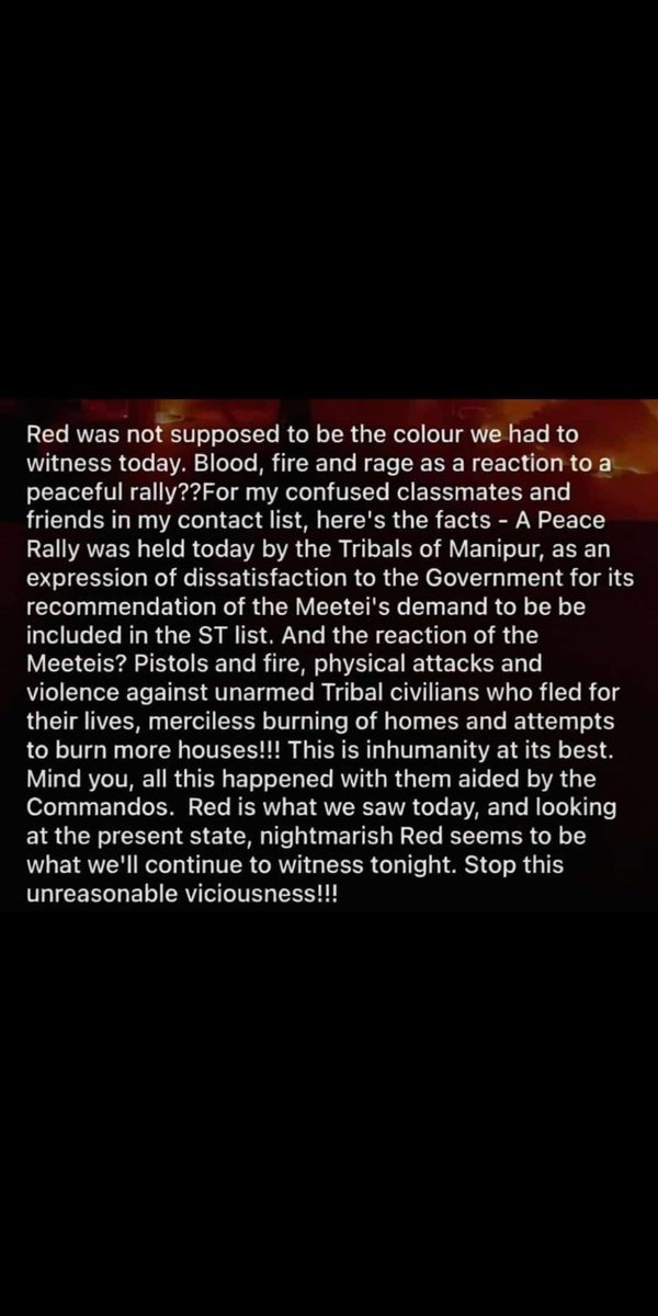 mercy_tombing17's tweet photo. #manipurburning #ManipurOnFire #truthaboutmanipur #unreasonable #viciousness https://t.co/tgs8geIhwa