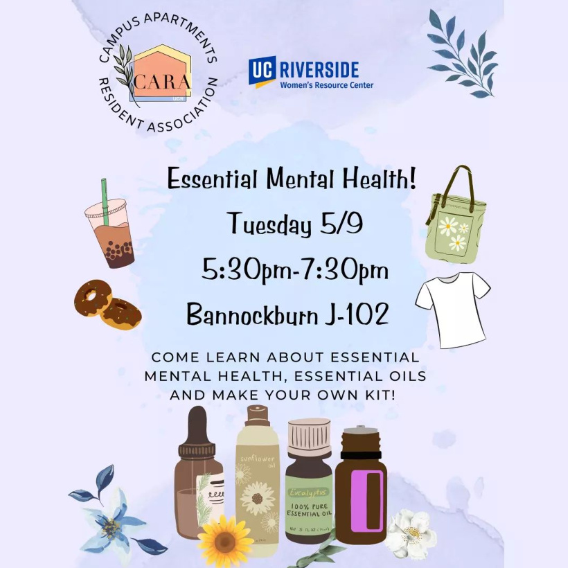 Learn the importance of Mental Health and make your own essential oil

Tuesday, May 9th, from 5:30 pm - 7:30 pm @ Bannockburn J-102

Giveaways, Free Boba and Donuts